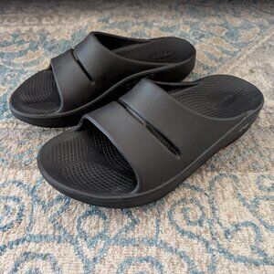 OOFOS Sandals Men's Size 9 Women's 11 Black Ooahh Slide Recovery Comfort Casual